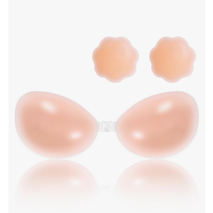 Sticky Bra – Strapless & Backless Push Up Adhesive for Women, Invisible Silicone Bra with Nipple Covers BRA SIZE A