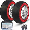 BasaltAuto Automotive Snow Socks for Tire Red XXL Textile Snow Chains Fabric Car Chains, 2 Pairs of Gloves Winter Accessories SUV Trucks Pickup Winter Emergency EN 16662-1:2020 Standard 2XLarge