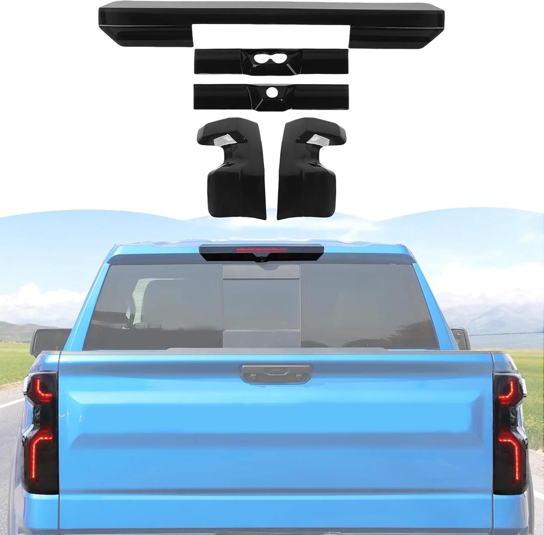 RT-TCZ Tail Light Lamp Cover Third 3rd Brake Light Cover Kit Exterior Accessories for Chevy Silverado 2022 2023 2024 2025,Smoked Black