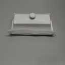 Butter Dish with Lid,WERTIOO Butter Dish With Lid for Countertop,7.6" x 3.3" Butter Tray,Butter Holder for 1 Stick.Textured Tray Butter Keeper for Non Slip Storage,Ceramic - White