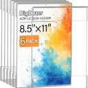 6 Pcs Acrylic Sign Holder 8.5 x 11, Vertical Wall Mount Sign Holders with Adhesive, Clear Plastic Frames Paper Display Sign Holders for Office, Home, Store, Restaurant - No Drilling
