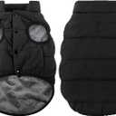 ASENKU Windproof Dog Winter Coat Waterproof Fleece Jacket Cold Weather Pet Apparel for Dogs (Black, S)