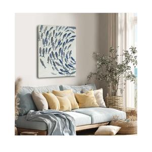 CHUDANHAO Blue and White Wall Decor Animal Decorative Paintings Fish Canvas Wall Art 30"x40" Office Decorations Artwork for Bedroom