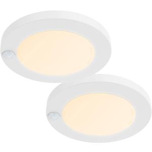 ZAGO LED 6" 120 Volts Closet Light Wired, PIR Motion Sensor Ceiling Disc Light, 15W, 1100 Lumens, CRI>80, 3000K Warm White for Closet, Laundry, Garage, Pantry, Wet Location, ETL, White, 2 Packs