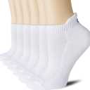 CS CELERSPORT Low Cut Athletic Running Socks Cotton Ankle Socks for Men and Women (6 Pairs), Large, White