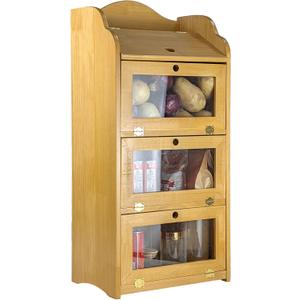 ARTAWEIN Onion and Potato Storage Bin Box Farmhouse Fruit and Vegetable Storage Small Food Kitchen Pantry Cabinet for Snack Large Bread Box for Homemade Bread Black Potato Bins