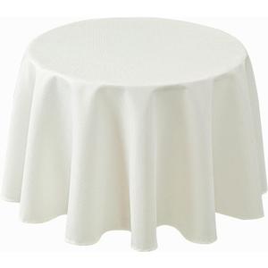 Biscaynebay Textured Fabric Round Tablecloths 70", Ivory Water Resistant Table Cloth Circle Folding Table Covers for Dining, Kitchen, Wedding, Parties etc. Machine Washable