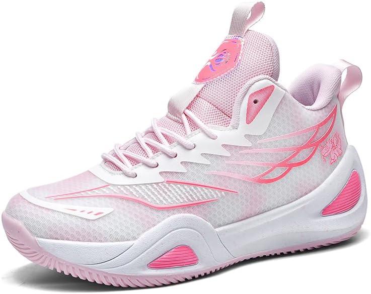 Womens Mens Basketball Shoes Breathable Non Slip Fashion Sneakers Comfortable Unisex-Adult Outdoor Sport Shoe (8.5 Women/7.5 Men, Pink)