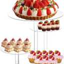 4 Tier Acrylic Round Cake & Cupcake Stand Combo, Clear Tiered Cupcake Tower Stands for 50 Cupcakes, Cake Display Tree Stand for Wedding Birthday Party