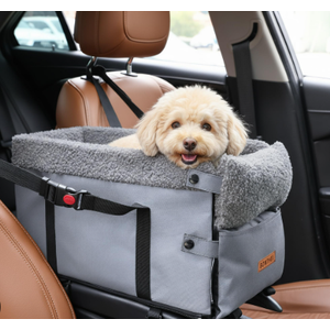 Bonthee Center Console Dog Car Seat for Small Dogs,Washable Foldable Console Booster Seat for Puppy Car Seat with Safe Protection Hooks Adjustable Straps and Storage Pocket Pet Up to15lbs