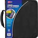 Avery 2" Inch Zipper Binder, 3 Round Rings, Durable Messenger Nylon Zipper Black Binder, Tablet Holder, 6-Pockets with 5 Tab Dividers, Carry-All Storage Binder (26051)