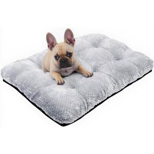 CLKHOWL Washable Dog Bed Plush Dog Crate Beds for Large, Medium, Small Size Dogs, Anti-Slip Soft Comfy Pet Kennel Pad, Fits Crate Mat and Cat Bed Mat (Grey, 25.59x19.68 inch)