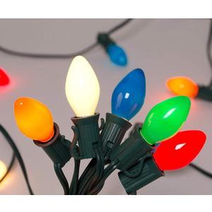 C7 Multicolor Christmas Lights Outdoor, 25Ft Incandescent Christmas Outdoor String Lights with 27 Multicolor Ceramic Bulbs Vintage Christmas Lights for Roofline Patio Xmas Tree Party Garden Decoration