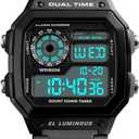 PASOY Men's Digital Sport Watch Dual Time Stopwatch Countdown Timer