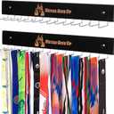 Wall-Mounted Medal Hooks Display Organizer 2 Pack-14 L-Shaped Metal Hooks with Engraved Never Give Up Wood Plaque | Medal Hanger Display for Sports, Race Bibs, Necklaces & Keys (Black, Never Give Up)