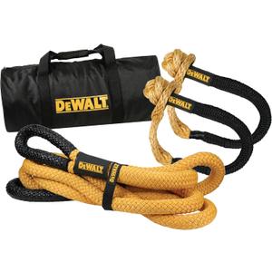 DEWALT DXBC900011 Black/Yellow 2" x 30' Heavy Duty Offroad Recovery Kit - Kinetic Rope 131,600 LBS Break Strength/Soft Shackles 135,000 LBS Break Strength