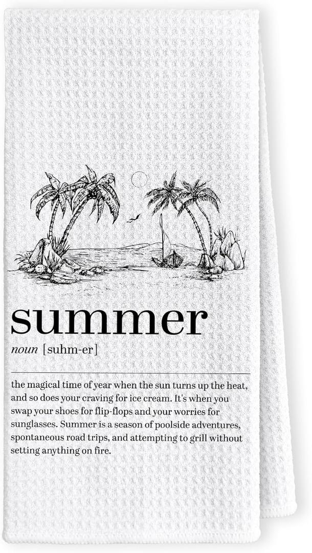 LKETW Summer Coastal Kitchen Towels - Vinatage Summer Theme Palm Tree Hand Towel for Woman Friends Coworker, Farmhouse Home Seasonal Holiday Hand Tea Towel for Kitchen Bathroom, 16x24inch