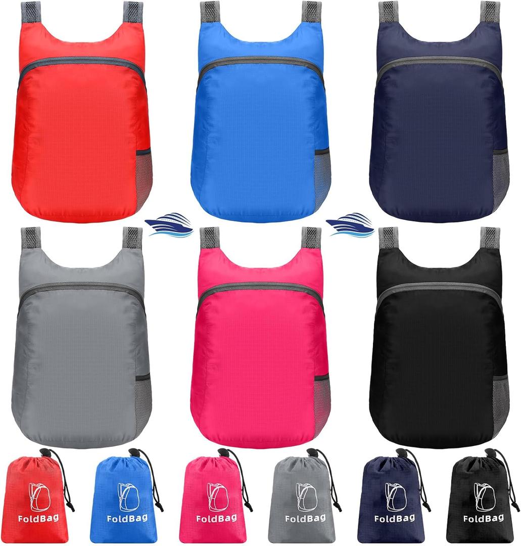 5 Pack Lightweight Packable Backpack 20L Hiking Daypacks Water Resistant Foldable Backpack for Women Men Travel Camping Cruise Outdoor, 5 Colors
