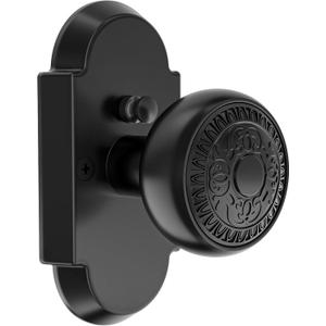 Matte Black Door Knobs Interior Privacy Door Knob Antique Door Knobs with Lock for Bedrooms Bathroom, Zinc Alloy (1 Pack)