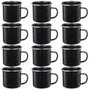 12 Pcs Enamel Camping Mugs Small Coffee Mugs Tea Cups Portable Vintage Campfire Camping Cups Bulk with Handle for Coffee Tea Home Picnic Travel Indoor and Outdoor Activities,12 oz (Black)