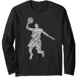 basketball t shirt word cloud typography t shirt Long Sleeve T-Shirt Size S/P/CH