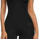 SHAPERX Women's Shapewear Bodysuit Smoothing Tummy Control Body Shaper with Adjustable Straps Comfortable Mid-Thigh Shorts