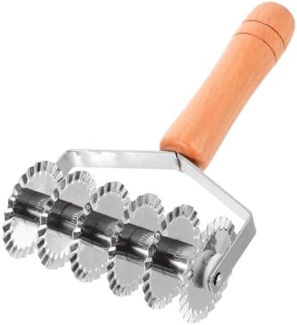 Cabilock Wooden Handle Dough Cutter 8.07 Inch Stainless Steel Pastry Lattice Roller for Home Kitchen Baking Tools with Ergonomic Grip and Precision Cutting