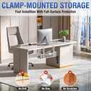 Under Desk Cable Management Tray, GZOKMOG Cord Management with Upgraded Clamp No Drill, Metal Cable Management Box for Home Office, Wire Management for Standing Desk, 2 Pack White, 13.38 inch