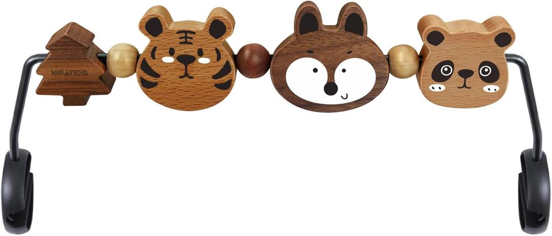 iGRATENS Baby Bjorn Bouncer Toy Bar - Toy Bar for Baby Bouncer Soft & Bliss, Easy to Attach and Remove, 360Rotating Natural Wooden Toys, Exciting Design for Curious Babies, Safari Animals