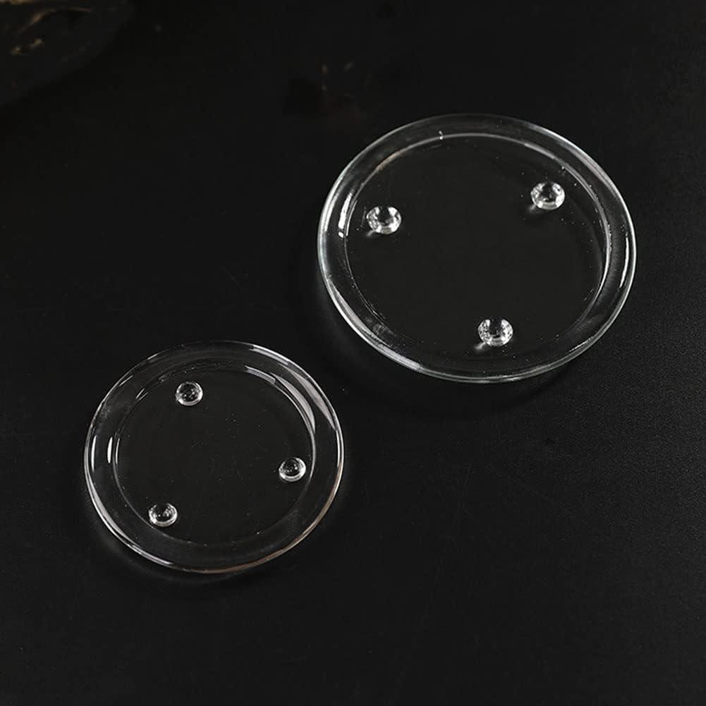 2pcs Clear Glass Candle Plates Round Decorative Pillar Candle Plate Pedestal Candle Tray Stand for Dining Table Wedding Party Spa(S,L)