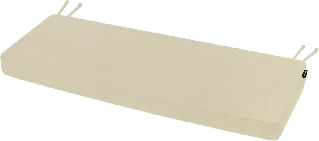 Favoyard Outdoor Bench Cushion 48 x 16 Inch Rainproof Patio Furniture Cushions 3-Year Color Fastness Garden Settee Porch Pads with Ties, Beige