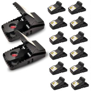 Rat Trap (12-Pack), Large Mouse Traps for Indoor and Outdoor Use, Reusable, Fast, Hygienic, Unplugged, Used to Catch Mice, Squirrels, Rodents, for Home, Yard and Barns