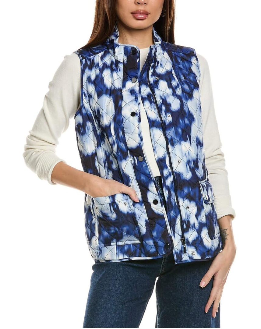 Jones New York Women's Quilted Printed Patch Pocket Vest with S, Size XL