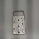 Cute Case for iPhone 17 Pro Max,Red Cherry Pearls Case with Phone Charm Chain,Flowers Fruit Women Girls Designed Shockproof for 17 Pro Max -White