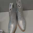 FIFSY Women Rhinestone Cowboy Boots Glitter Chunky Heel Sparkly Cowgirl Ankle Boots, Size US 8