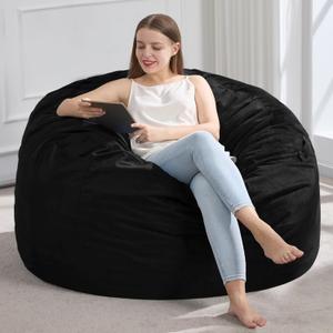 Hobestluk 3FT Bean Bag Chair Giant Bean Bag Chairs for Adults Large Bean Chairs with Removable Cover, Beanbag Chair with Filler, Adult Bean Bag Chairs for Living Room, Bedroom (3FT - 36" x 36" x 22", Black)