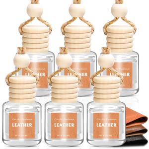 AROIC Hanging Car Air Freshener - 6 Pack Luxury Leather Scent Air Freshener Set, Long-Lasting Natural Essential Oil Fragrance Diffuser Eliminates Odors,Ideal Business Gift for Car Accessories Unisex