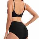 INNERSY Women's High Waisted Underwear Cotton Panties Regular & Plus Size 5-Pack (Black, M)