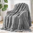Sherpa Fleece Adult Weighted Blanket Great for Sleep, 15 lbs Dual Sided Soft Fuzzy Heavy Blankets for Couch Bed Sofa, Cozy Warm Fluffy Arched Jacquard Throw for Winter (Grey, 60" x 80", 15 Pounds)