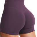 YEOREO Women's Biker Shorts 3.6" /4.5" / 6" Workout Gym Shorts Craze High Waist Tummy Control Hidden Scrunch Running Yoga (Medium, Black Berry Purple)