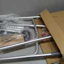 Drive Medical Two-Button Folding Walker w/ Wheels - Lightweight Rolling Mobility Support - Desk Arms - Adjustable Height - Dual Push-Button Operation - 5 Inch Front Wheels - Durable Aluminum - Silver