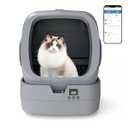 UPFAS Automatic Cat Litter Box Self Cleaning - APP Control - Weight Monitoring - Ultra-Quiet, Medium Cats and Kittens Litter Box, Safe Anti-Pinch【Assembly Required】- Grey