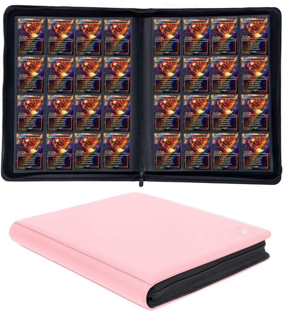 1000+ Pockets Trading Card Binder, 16-Pocket Card Ablum Compatible with MTG,Sports Cards & Other Standard Size Trading Cards (Pink) 1000+ Pockets Trading Card Binder, 16-Pocket Card Ablum Compatible with MTG,Sports Cards & Other Standard Size Trading Cards (Pink)