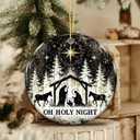 3 x Oh Holy Night Nativity Ornament 2025  Gift for Congregation, Rustic Christian Dcor Featuring Manger Scene with Baby Jesus, Mary, Joseph, Star of Bethlehem, Religious Keepsake for Faith-Based
