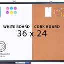 Magnetic White Board and Cork Board Combo, 36 X 24 inches Whiteboard Bulletin Combination Board, Wall Mounted Dry Erase Message Board for Home, School and Office, Black