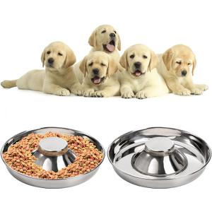 SOUJOY 2 Pack Stainless Steel Puppy Bowls, Pet Slow Feeder Bowls, Non-Skid Dog Food and Water Bowl, Feeding Weaning for Small Medium Large Dogs, Cat, Pets, Multiple Puppies