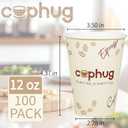 12 oz Disposable Coffee Cups with Lids, Sleeves and Straws 100Pack, Thickened Leak-Proof Insulated Paper Cups for Hot Drinks, Home, Office, Cafe, Party