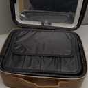 Makeup Case with LED Light Mirror,12 Inch Professional Portable Travel Cosmetic Organizer Bag with Adjustable Dividers, USB Charging, Large Capacity, Ideal for Travel, Gift for Women Girls (Brown)