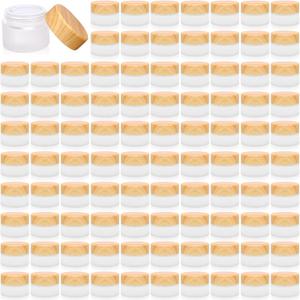 32 Pcs Glass Cosmetic Containers 5 Grams Round Frosted Cosmetic Jars with Leak proof lids Empty glass sample Jars Scrub Balm Lotions Sample Containers for Makeup Lotion Lip Balm Eye Cream