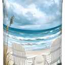 Coastal Laundry Basket, Oxford Cloth Nature Peaceful Dirty Clothes Collapsible Hamper for Room Decor, Ocean Beach and Chair Print Gifts Toy Organizer 19.7 * 15.8 Inch for Bedroom Bathroom Dorm